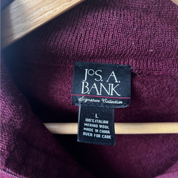 Jos. A. bank. | mens italian wool burgundy quarter zip | side large - Picture 5 of 6